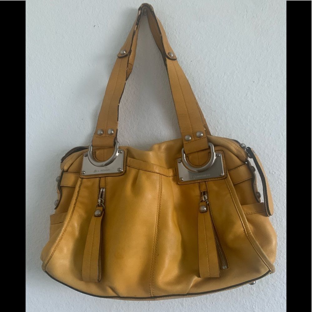 B. Makowsky Mustard Yellow Leather Shoulder Bag